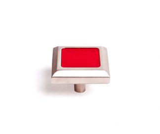 Beveled Edge Squared Knob With Leather Accent