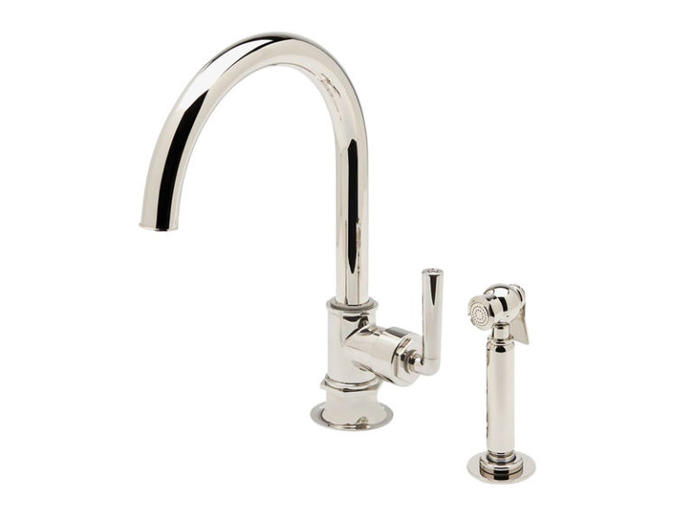 Waterworks Henry One Hole Gooseneck Kitchen Faucet Metal Lever Handle And Spray Alexander 